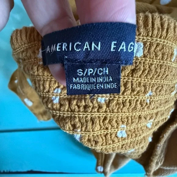 American Eagle Outfitters Mustard Polka Dot Romper - Picture 13 of 13